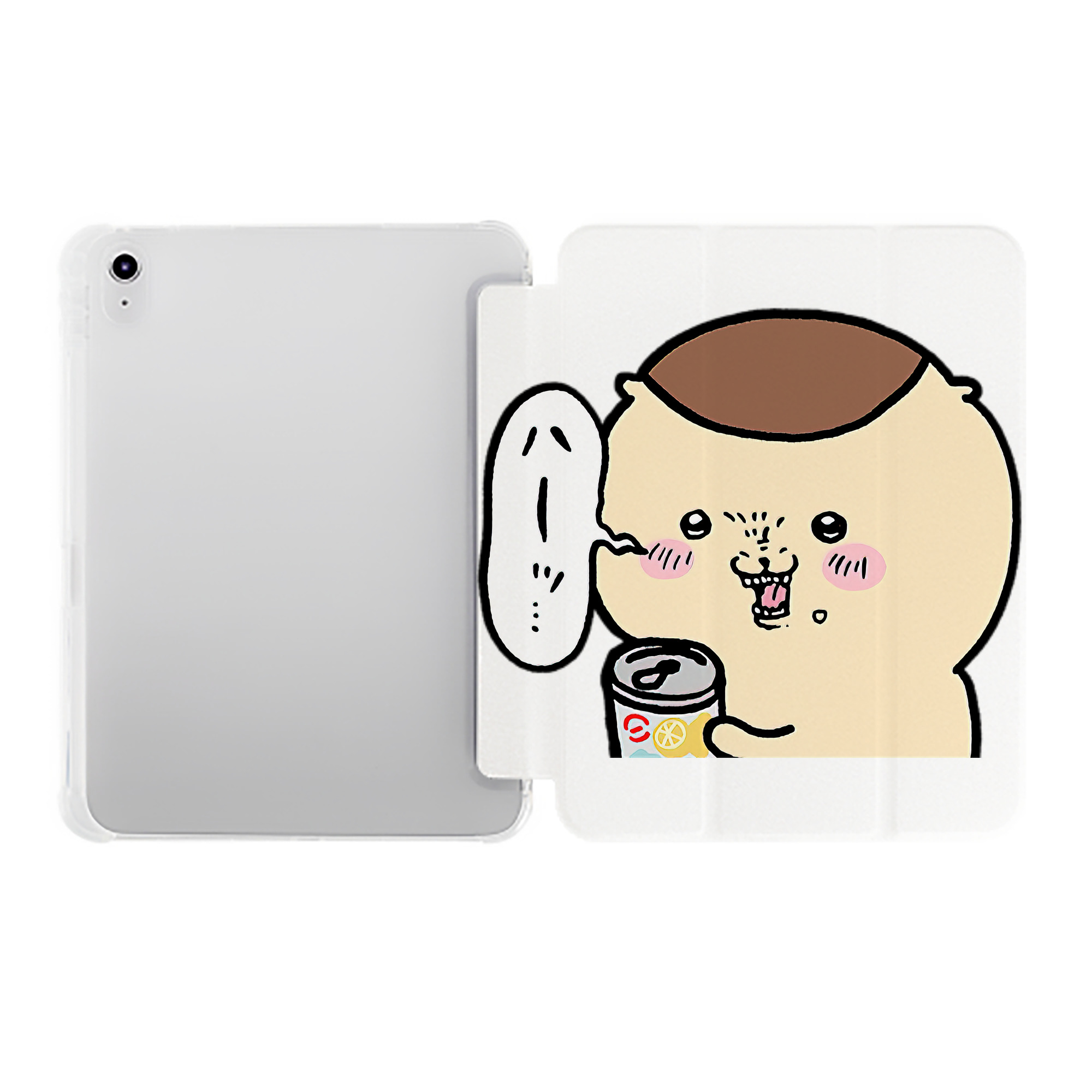 （画像用） ちいかわ くりまんじゅう Chii-kawa kuri manjū IPad ケース ペン収納付き 三つ折りスタンド PUレザー×シリコン 対応機種9.5/10.5/10.9インチ